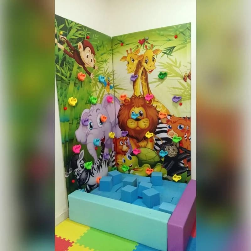 Kids soft cube pit with climbing wall